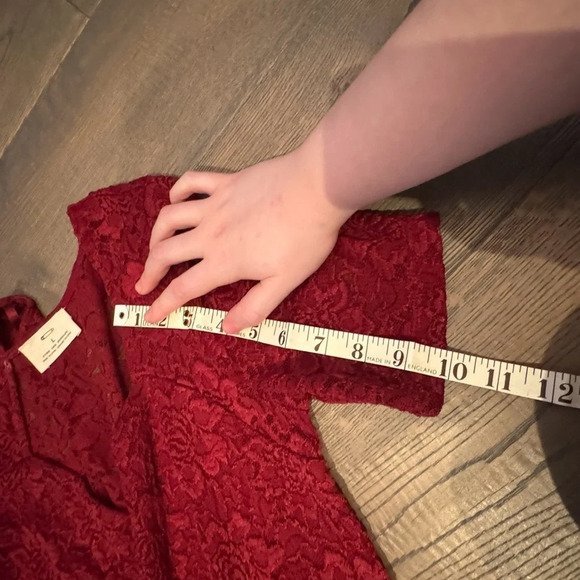 Pins & Needles Urban Outfitters Burgundy Crimson Sweetheart Lace Dress Sz Large - Picture 11 of 12